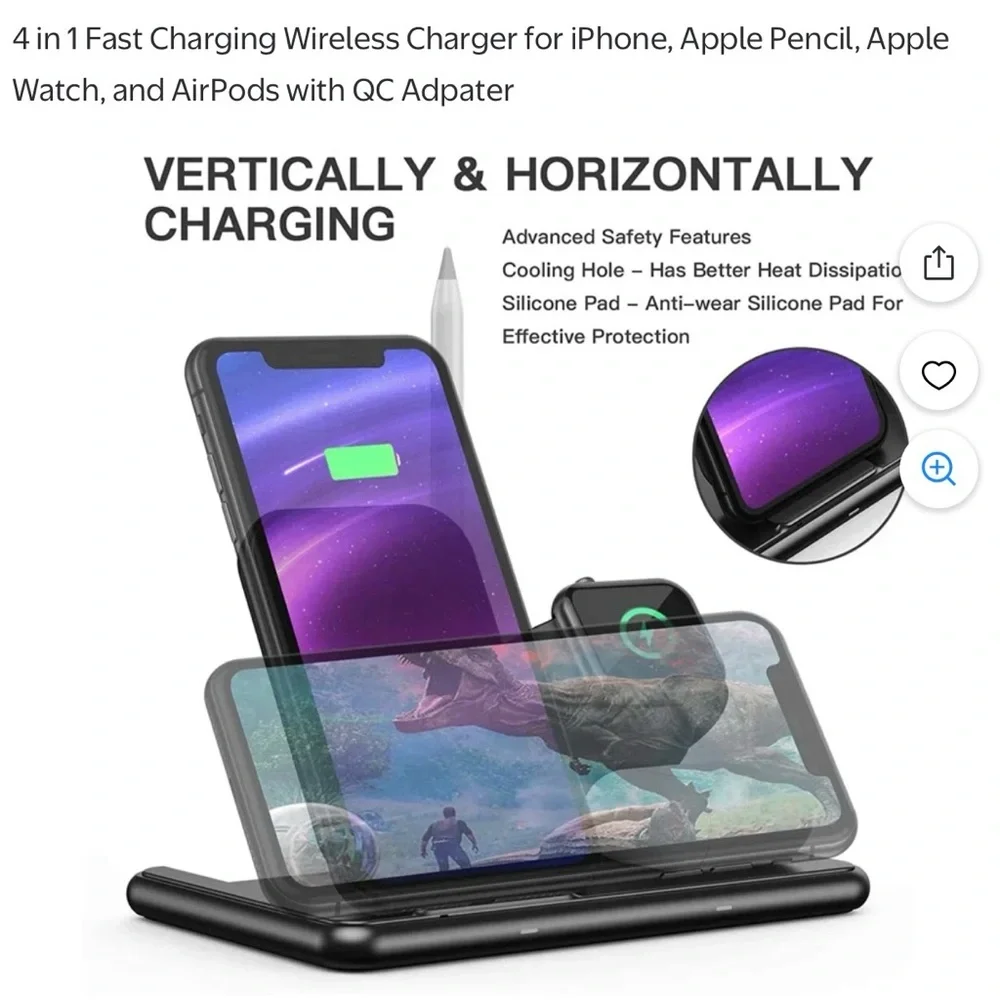 Tekpluze 4 in 1 Fast Charging Wireless Charger for Apple Products